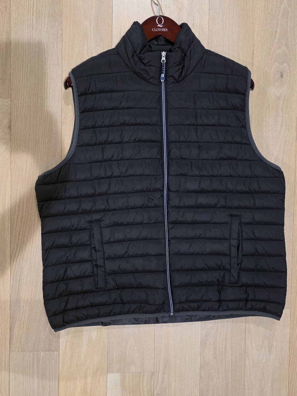 Izod Men's Black Quilted Puffer Vest with Stand Collar